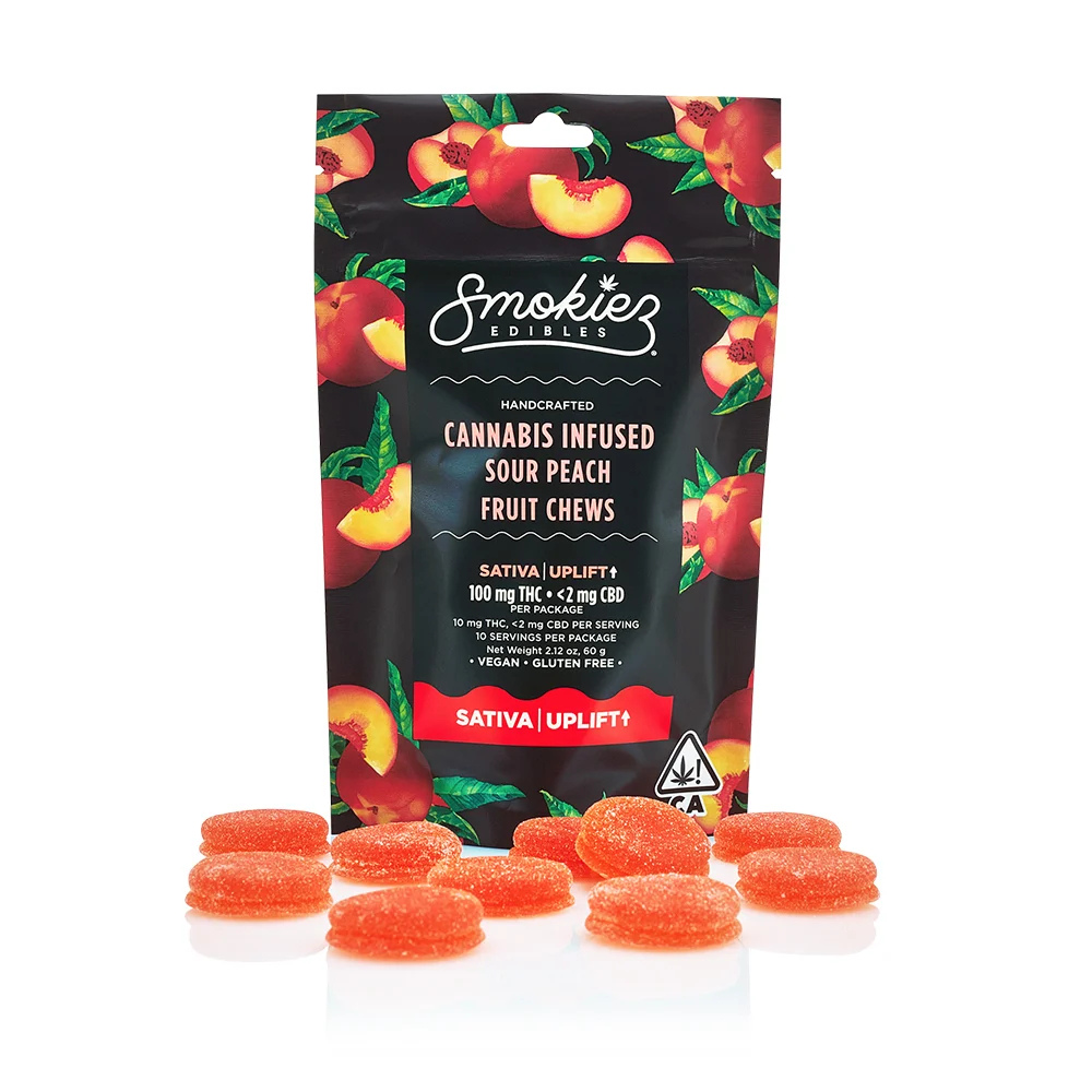 Smokiez Sour Peach Fruit Chews 100mg - 100 mg - 10 Pack