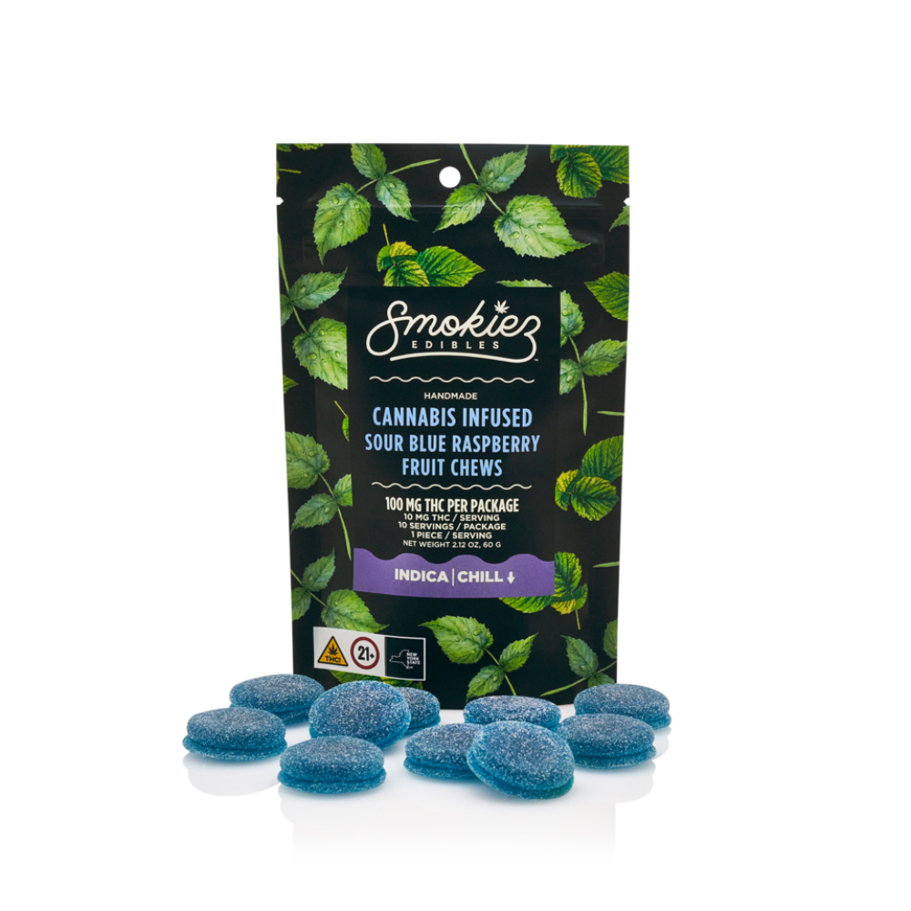  Smokiez Sour Blue Raspberry Fruit Chews 100mg