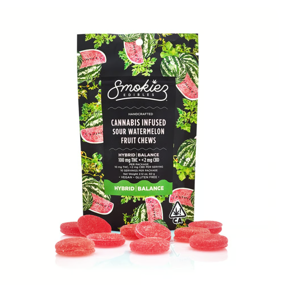 Smokiez Watermelon Fruit Chews 100mg - 100 mg - 10 Pack
