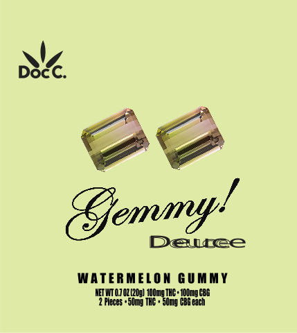 Doc C Watermelon Gemmy 50mg THC: 50mg CBG 2pk - 50 mg