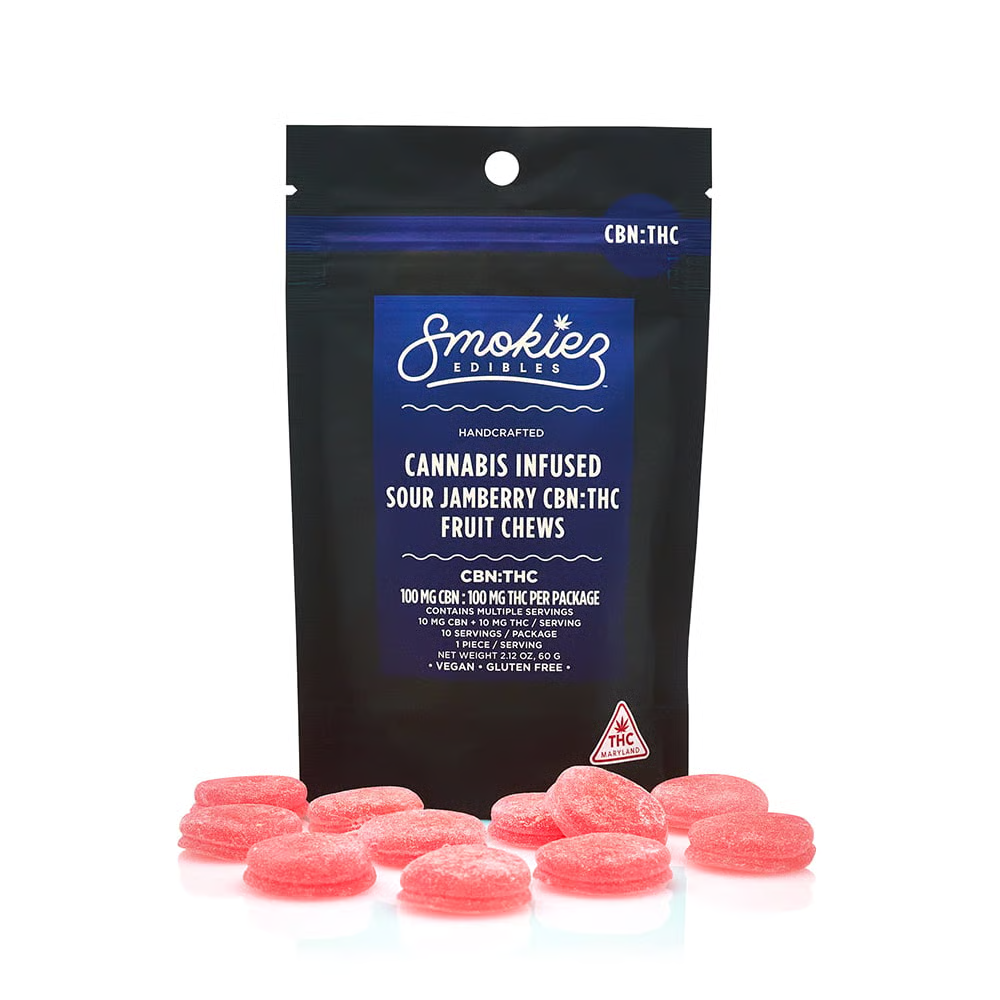 Smokiez Jamberry THC:CBN Fruit Chews 100mg - 100 mg - 10 Pack