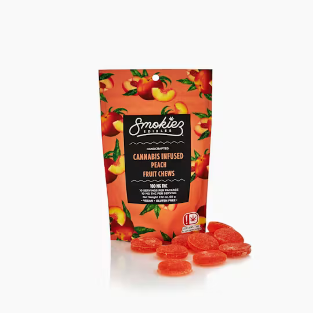 Smokiez Peach Fruit Chews 100mg - 100 mg - 10 Pack