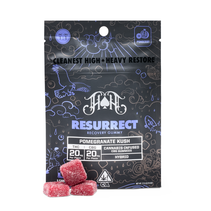GUMMIES 5PK [100MG] 1:1 THC:CBG RESURRECT RECOVERY POMEGRANATE KUSH product image