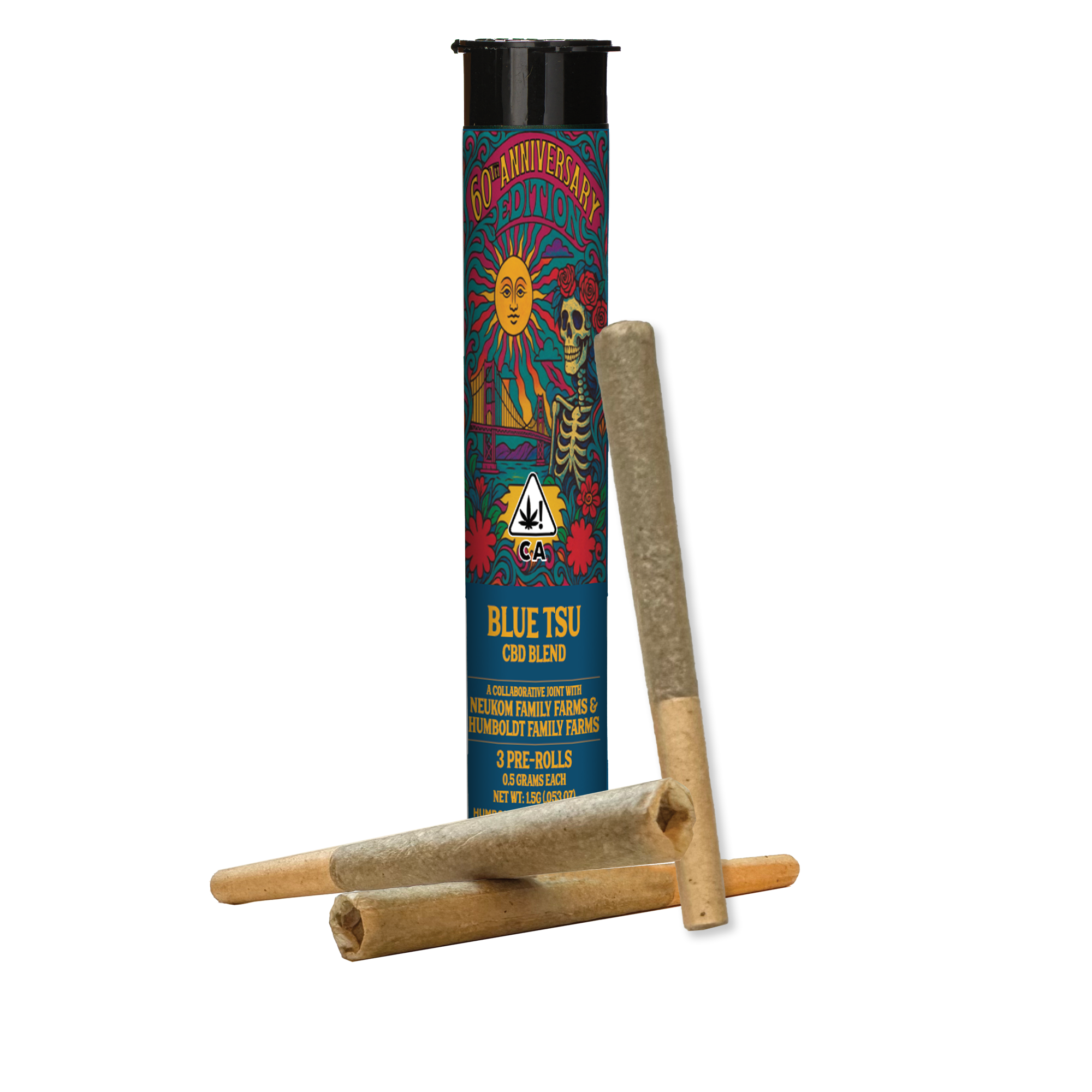 60TH ANNIVERSARY CBD BLEND PREROLL 3PK [1.5G] BLUE TSU BY NEUKOM FAMILY FARMS - 1.5 G - 3 PACK product image