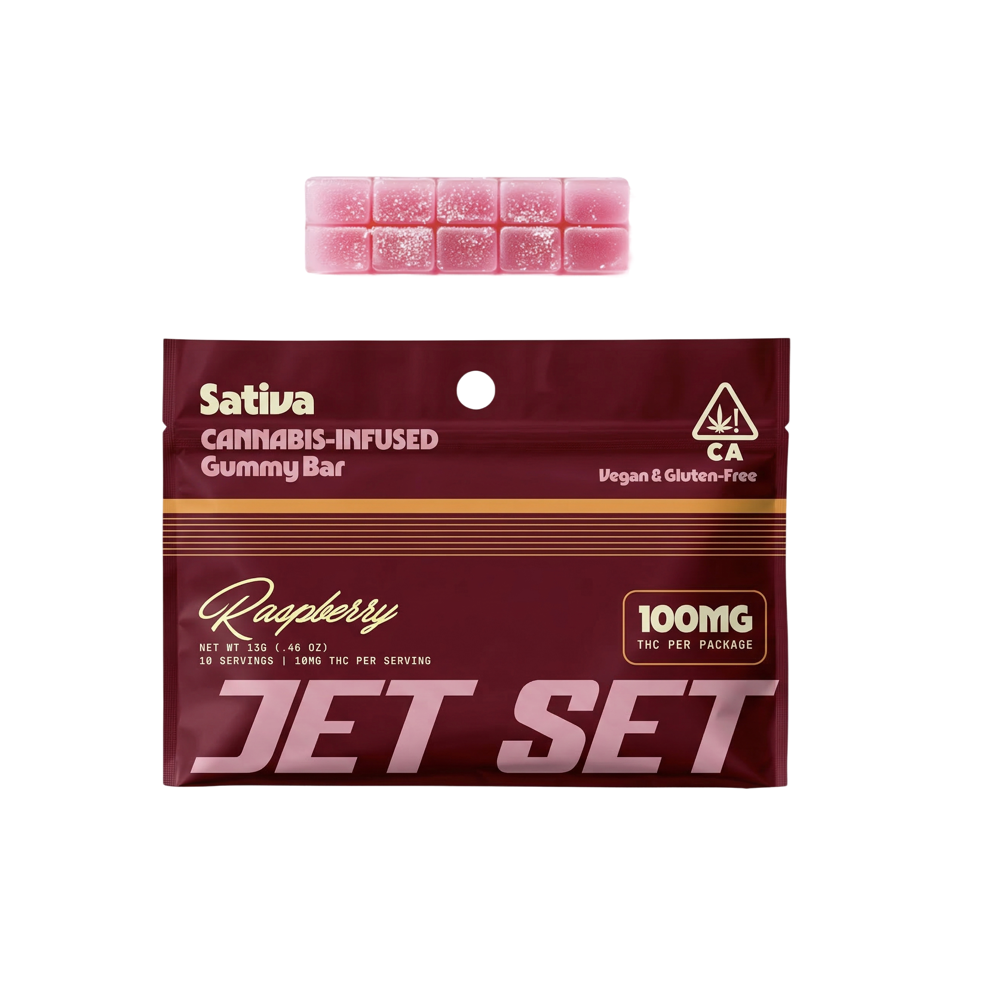 GUMMY BAR 10PK [100MG] RASPBERRY - 100 MG - 10 PACK
