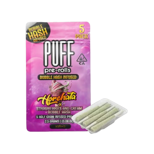FLASH - BUBBLE HASH PREROLL 5PK [2.5G] HORCHATA X STRAWBERRIES AND CREAM - 2.5 G - 5 PACK