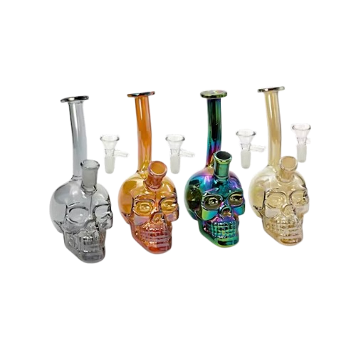 5.5 ELECTRO PLATED SKULL WATER PIPE product image