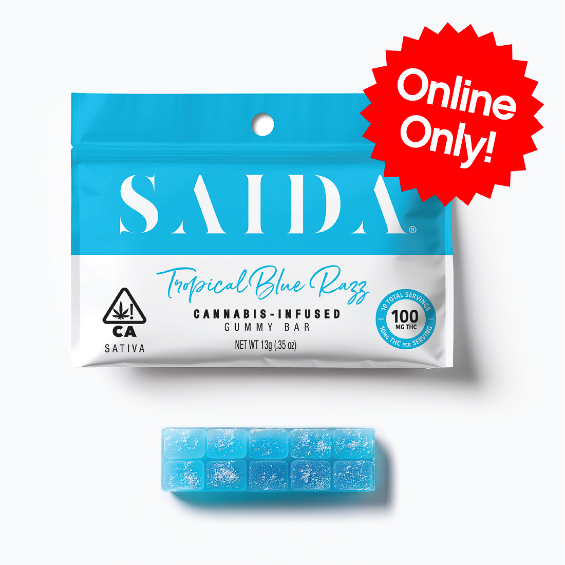 GUMMY BAR 10PK [100MG] TROPICAL BLUE RAZZ - 100 MG - 10 PACK product image