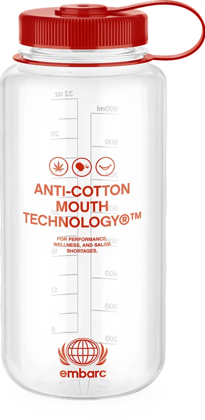 EMBARC VIP WATERBOTTLE [32FLOZ] ANTI-COTTON MOUTH TECHNOLOGY RED/CLEAR - ONE SIZE 