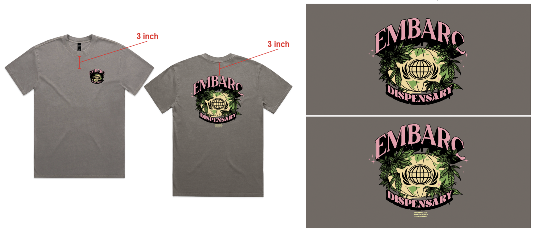 EMBARC DISPENSARY SHORT SLEEVE GREY [3XL] - 3XL