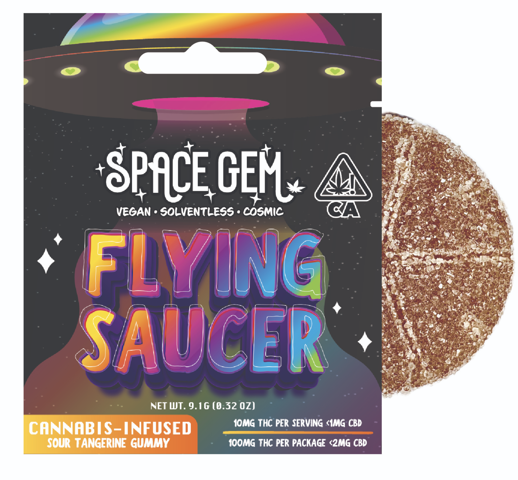 SPACE GEM | FLYING SAUCER | SOUR TANGERINE | 100MG | GUMMY
