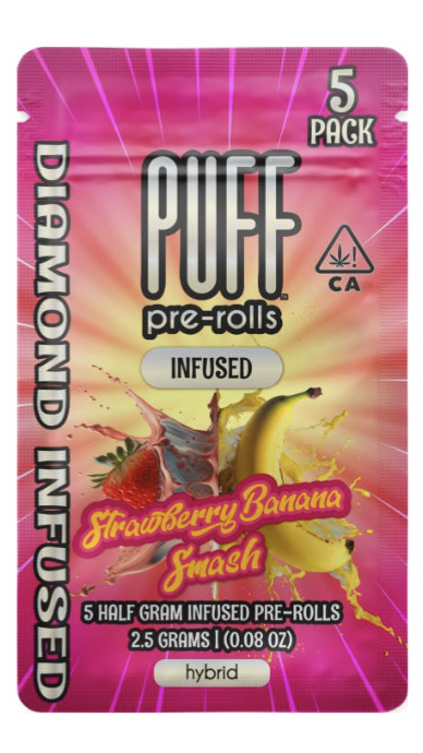 PUFF | STRAWBERRY BANANA | 5PK | DIAMOND INFUSED | PRE ROLL