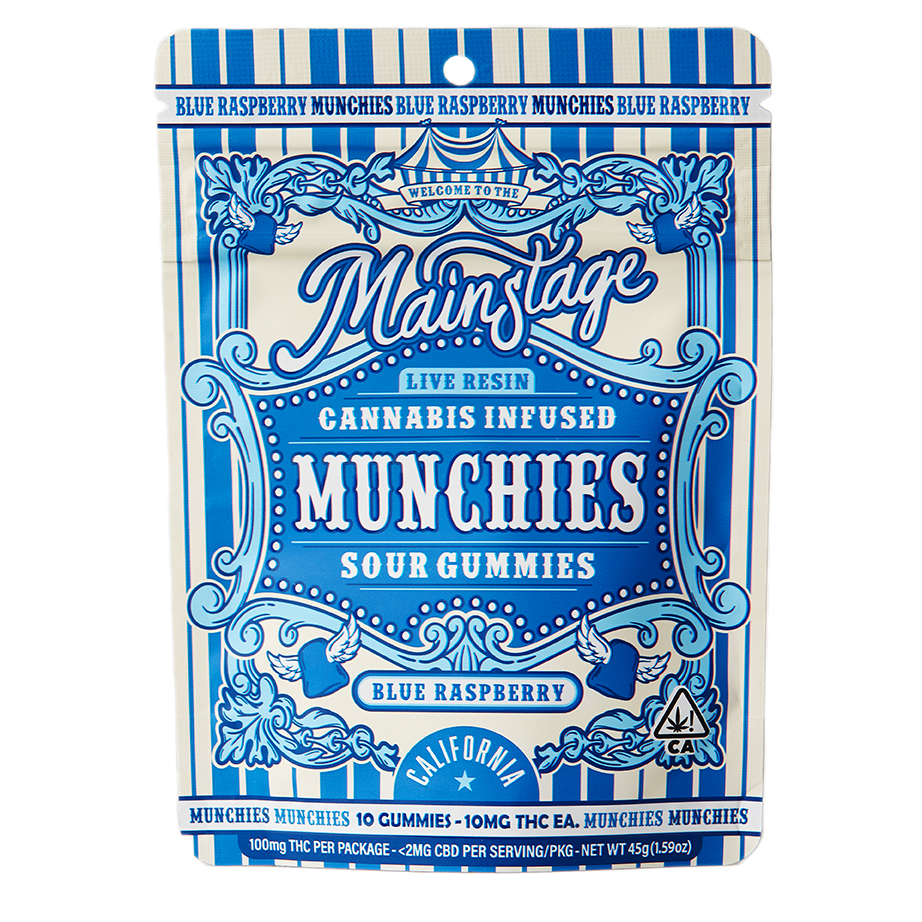 MAINSTAGE | MUNCHIES | SOUR BLUE RASPBERRY | 100MG THC : 100MG CBN | LIVE RESIN