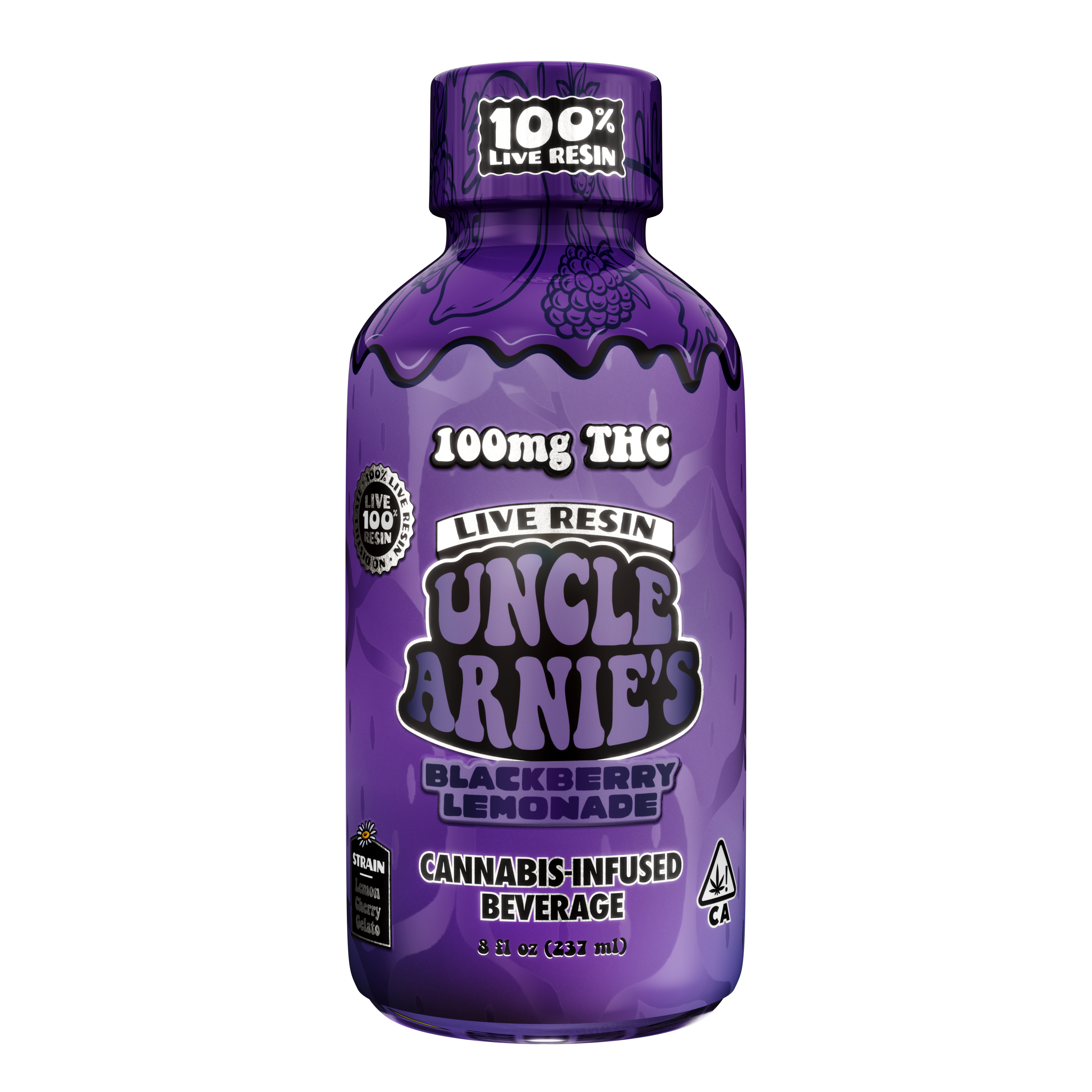 UNCLE ARNIES | BLACKBERRY LEMONADE | 100MG | LIVE RESIN | 8OZ