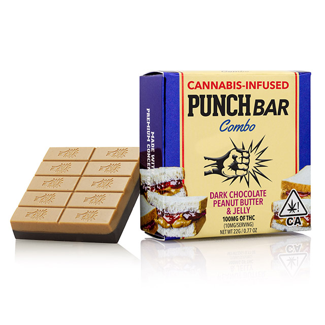 PUNCH EDIBLES | BAR | DARK CHOCOLATE PEANUT BUTTER AND JELLY | 100MG | SOLVENTLESS | BAR