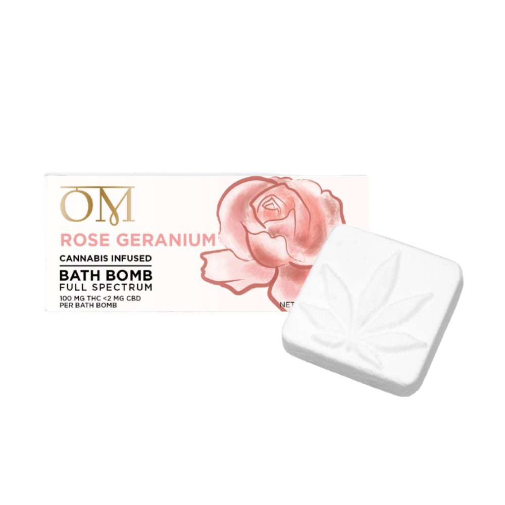 OM | ROSE GERANIUM | BATH BOMB | 100MG THC