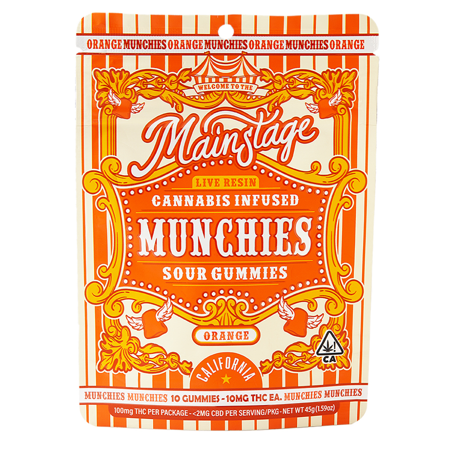 MAINSTAGE | MUNCHIES | SOUR ORANGE | 100MG THC : 100MG CBN | LIVE RESIN