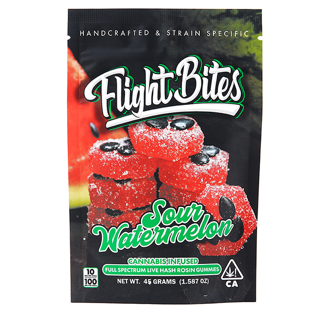 FLIGHT BITES | SOUR WATERMELON | 100MG | LIVE ROSIN | GUMMY