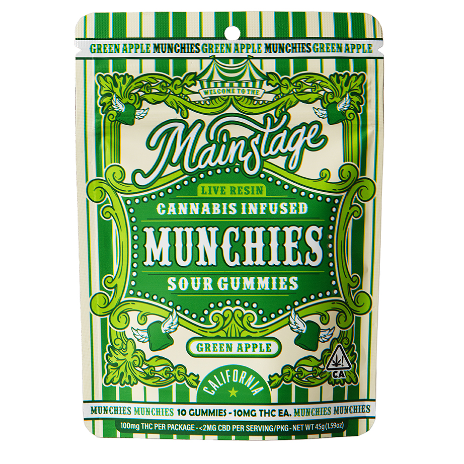 MAINSTAGE | MUNCHIES | SOUR GREEN APPLE | 100MG THC : 100MG CBN | LIVE RESIN