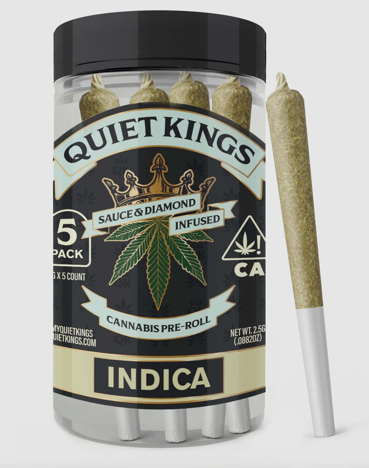 QUIET KINGS | INDICA | BLUEBERRY PANCAKE | 5PK | SAUCE AND DIAMOND INFUSED | PRE ROLL