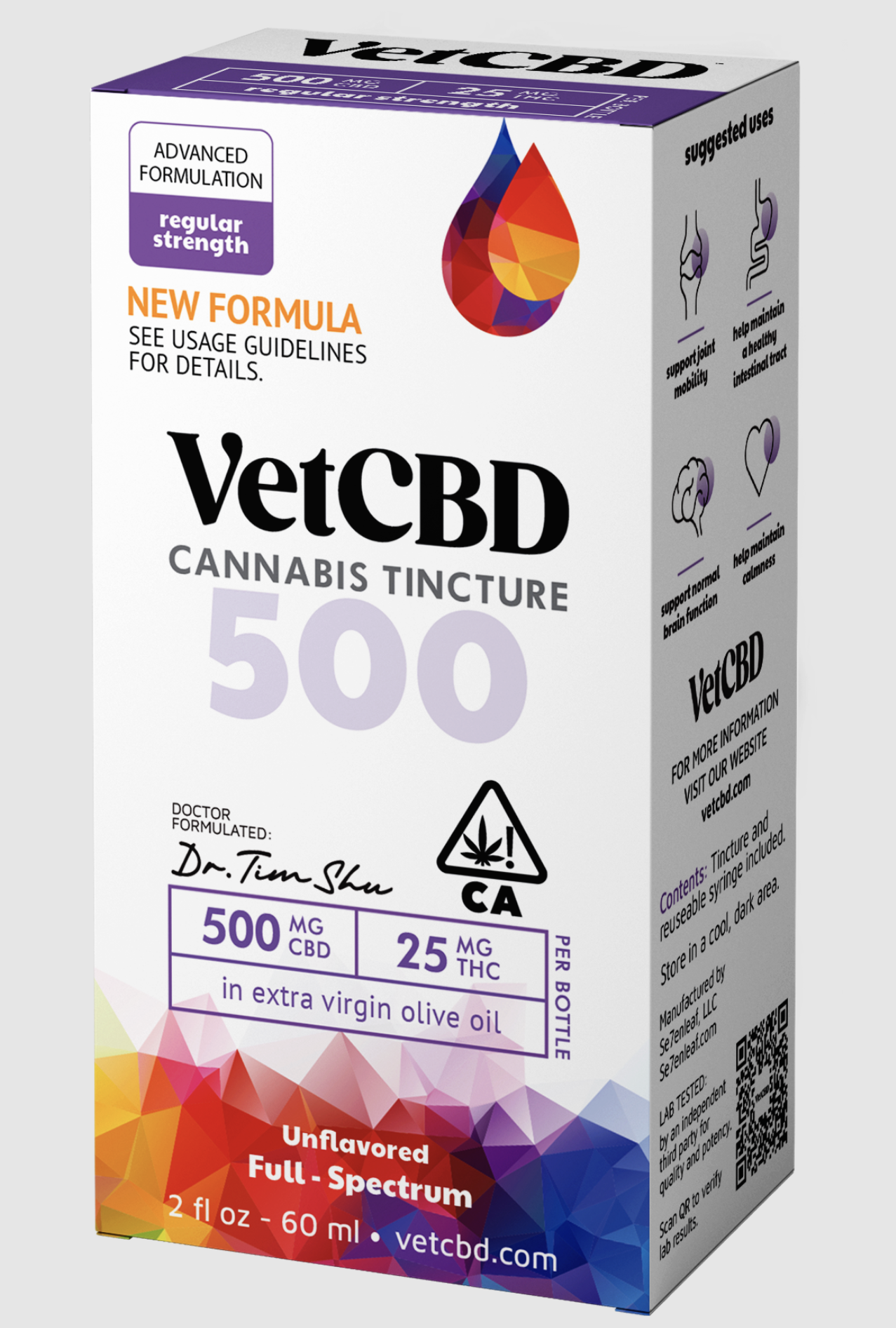 VETCBD | Regular Strength | 500mg CBD / 25MG THC | 2oz