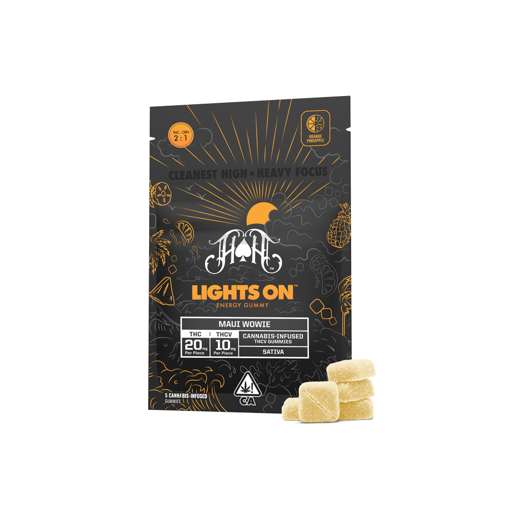 HEAVY HITTERS | SATIVA | LIGHTS ON | MAUI WOWIE | ORANGE PINEAPPLE | 100MG THC : 50MG THCV