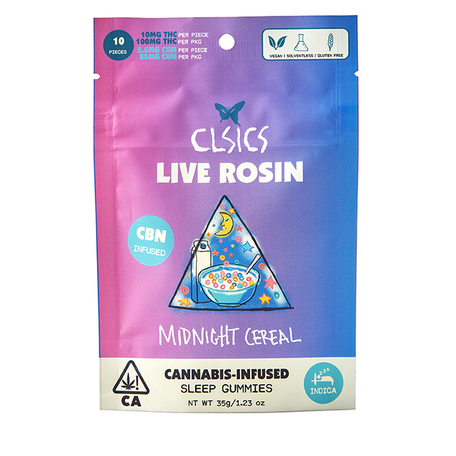 CLSICS | INDICA | MIDNIGHT CEREAL : FRUIT RINGS | 100MG | LIVE ROSIN | GUMMIES