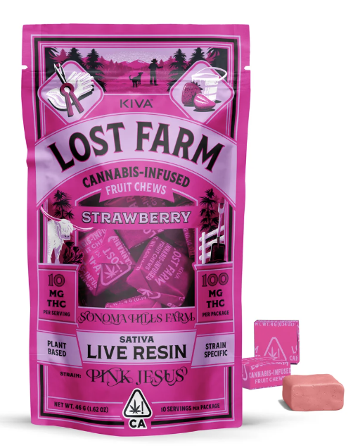 LOST FARM | CHEWS | STRAWBERRY | PINK JESUS | 100MG | LIVE RESIN
