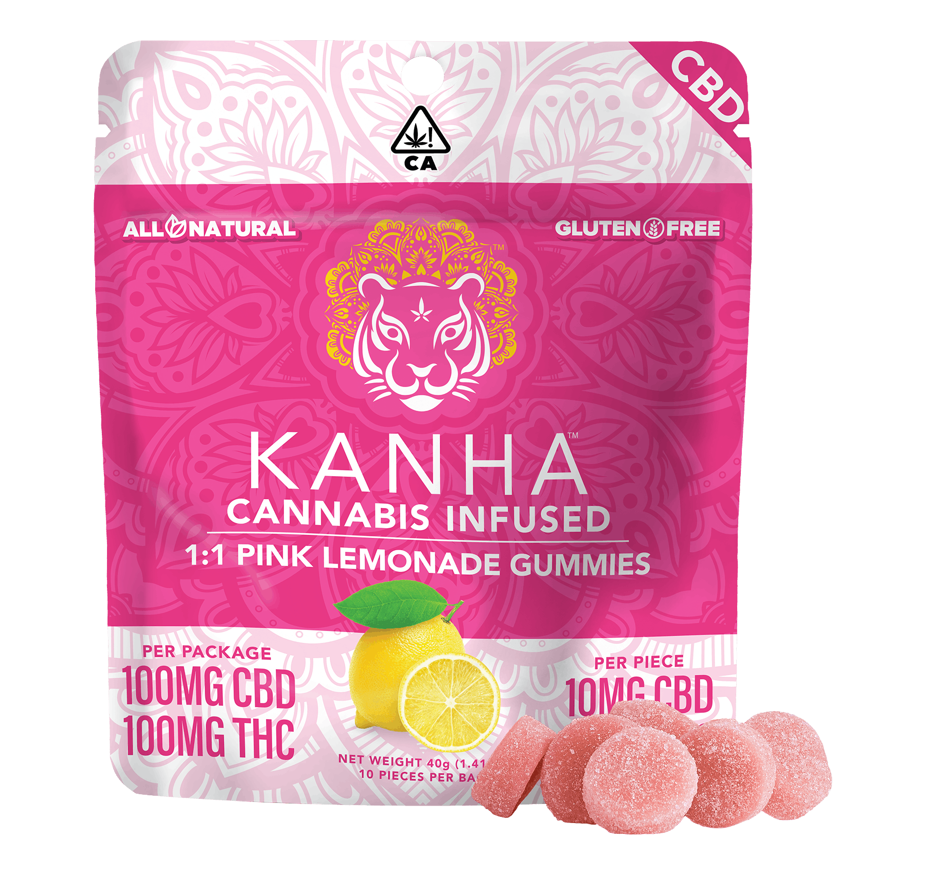 KANHA | PINK LEMONADE | 1:1 | CBD:THC | 100MG