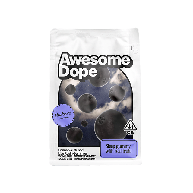 AWESOME DOPE | ELDERBERRY | 100MG | LIVE ROSIN | GUMMY
