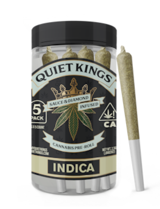 QUIET KINGS | INDICA | STRAWBERRY BANANA | 5PK | SAUCE AND DIAMOND INFUSED | PRE ROLL