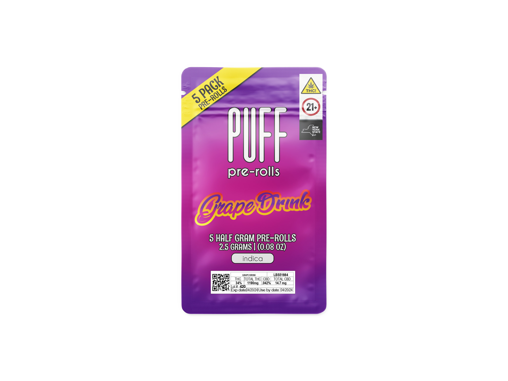 Grape Drink | PUFF | 5PK |2.5G - 2.5 g - 5 Pack