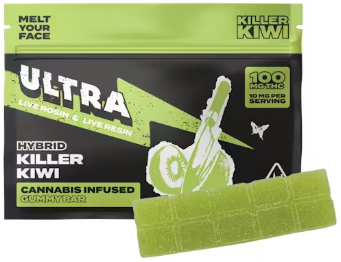 Killer Kiwi (100mg) Live Rosin And Resin Gummy Bar [H]