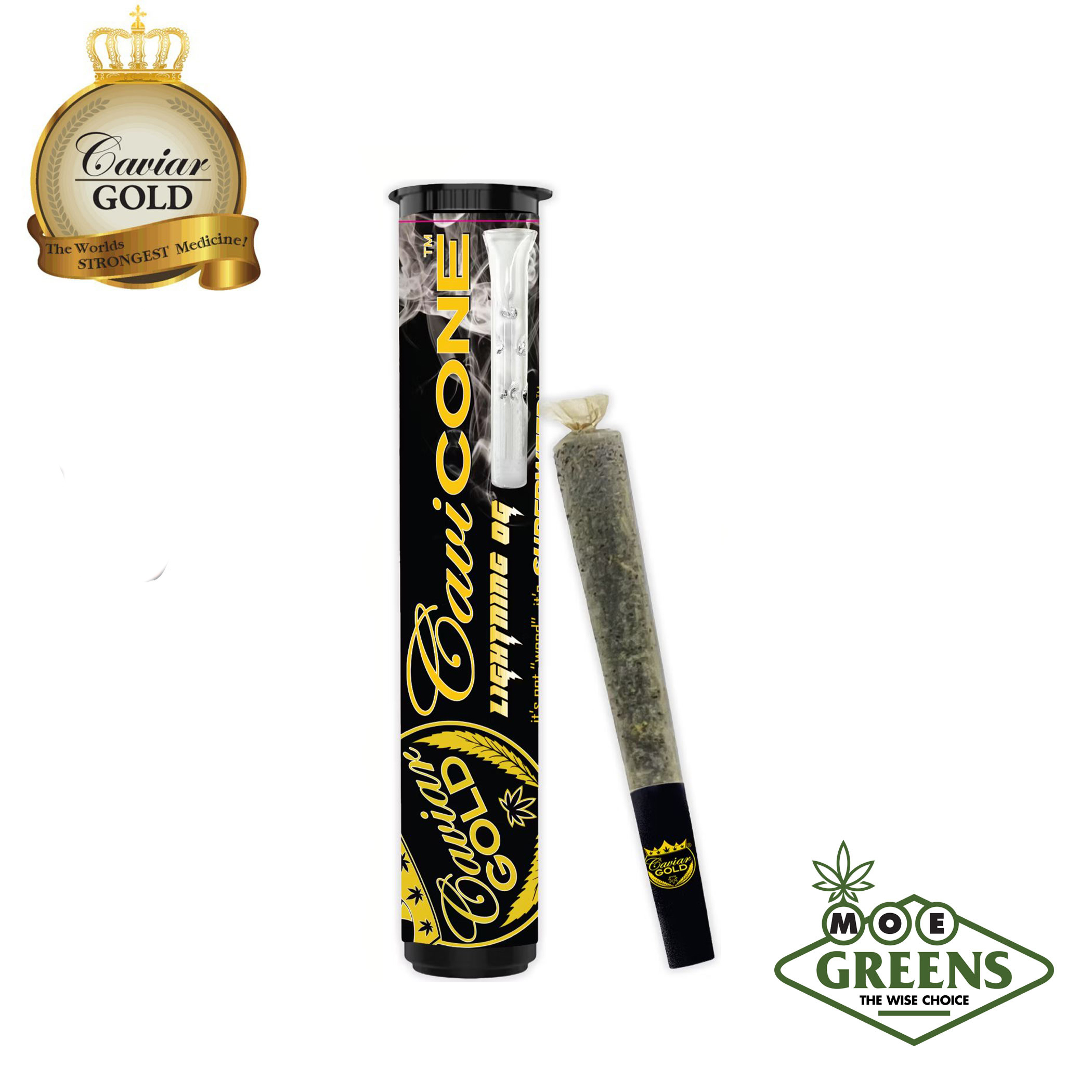 (2) CAVIAR GOLD — LIGHTNING OG CAVI CONE [INFUSED W/ DISTILLATE & TERPS + GLASS TIP]