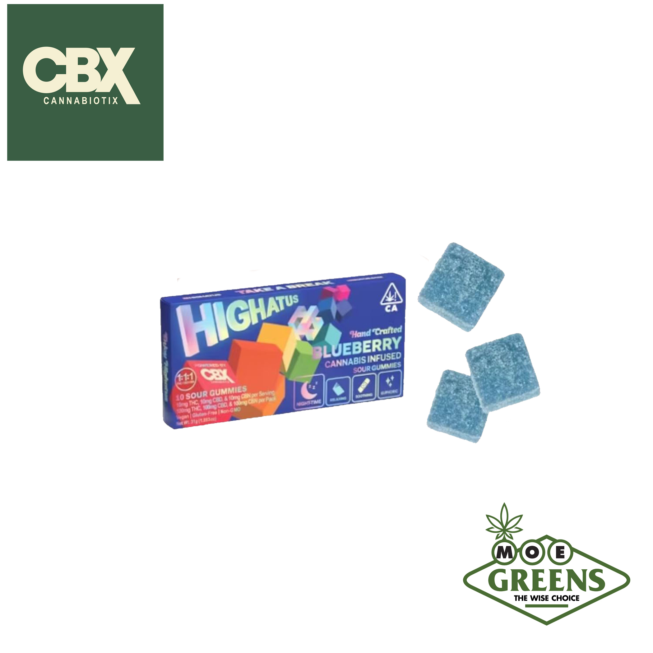 Cannabiotix — BLUEBERRY SOUR HIGHATUS THC:CBD:CBN 1:1:1 10PK [VEGAN]