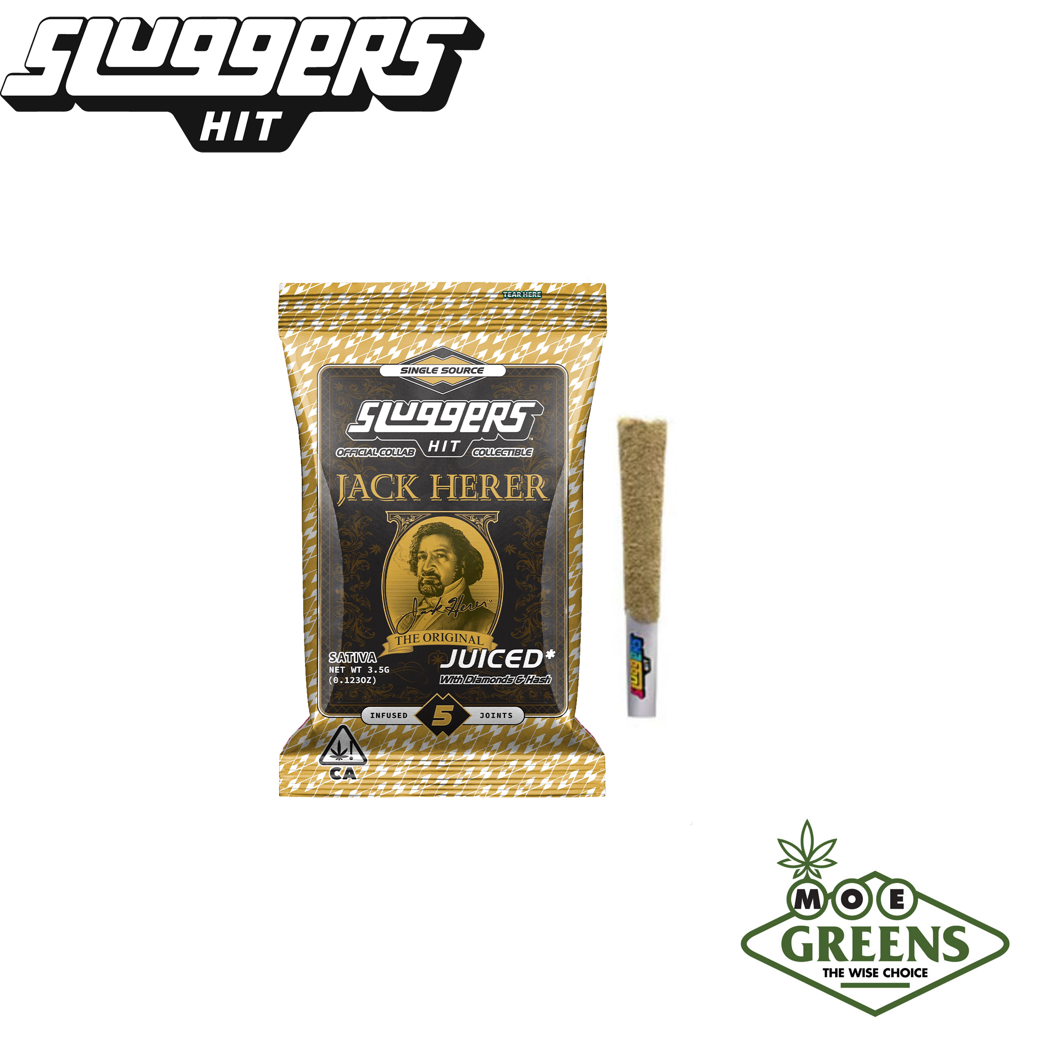 (1) SLUGGERS HIT — JACK HERER 5PK [JUICED W/ DIAMONDS, HASH, & KIEF] -