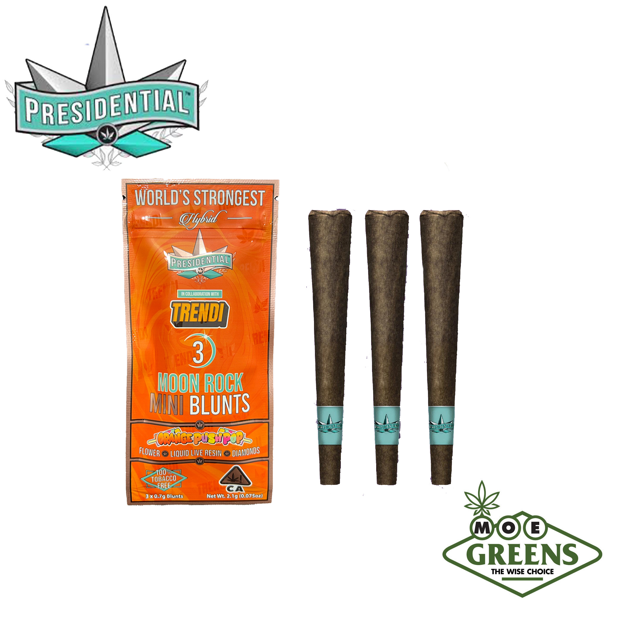 Presidential: Orange Push Pop Moon Rock Mini Blunt