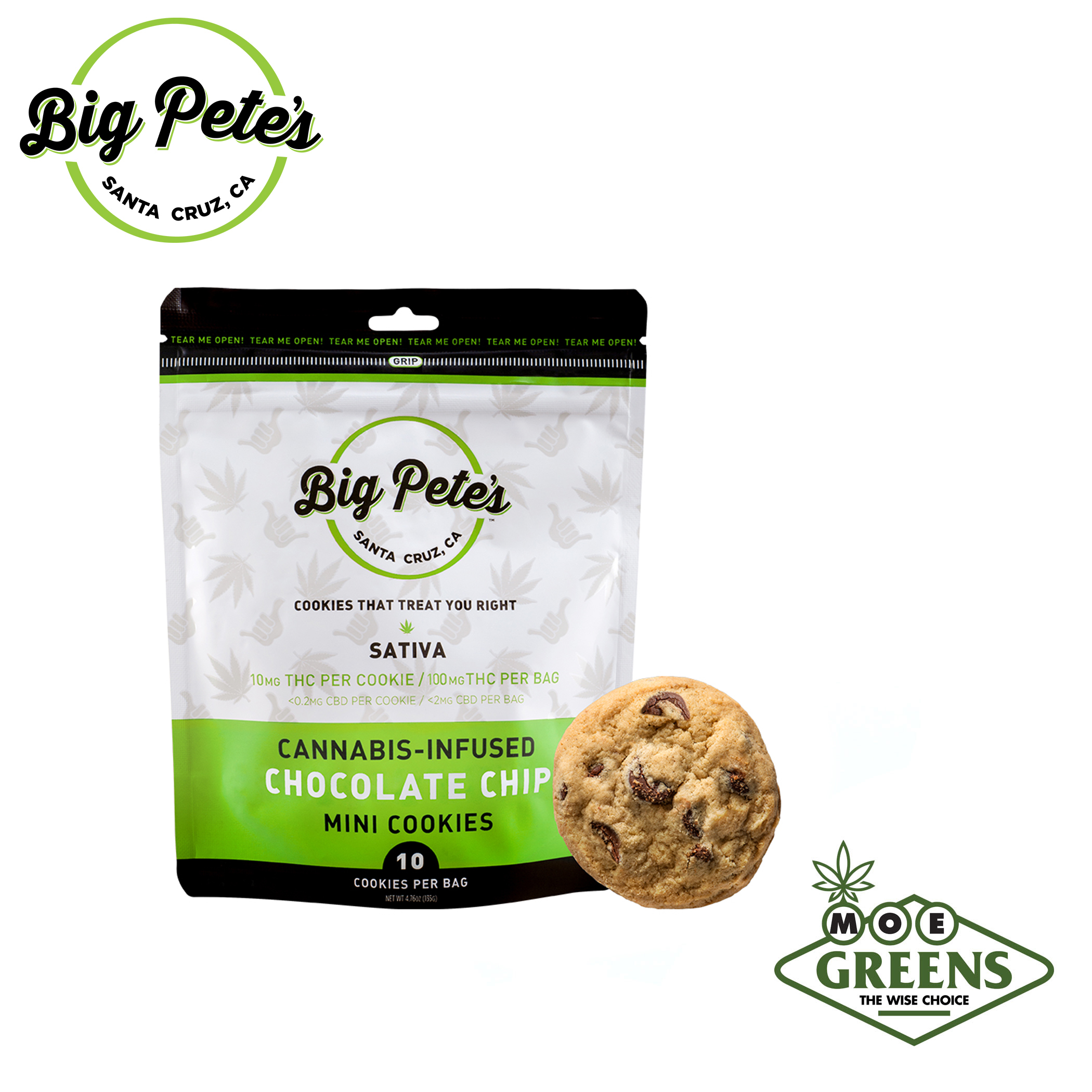 Big Pete's — CHOCOLATE CHIP SATIVA MINI COOKIES 10PK [INFUSED W/ CANNABUTTER]