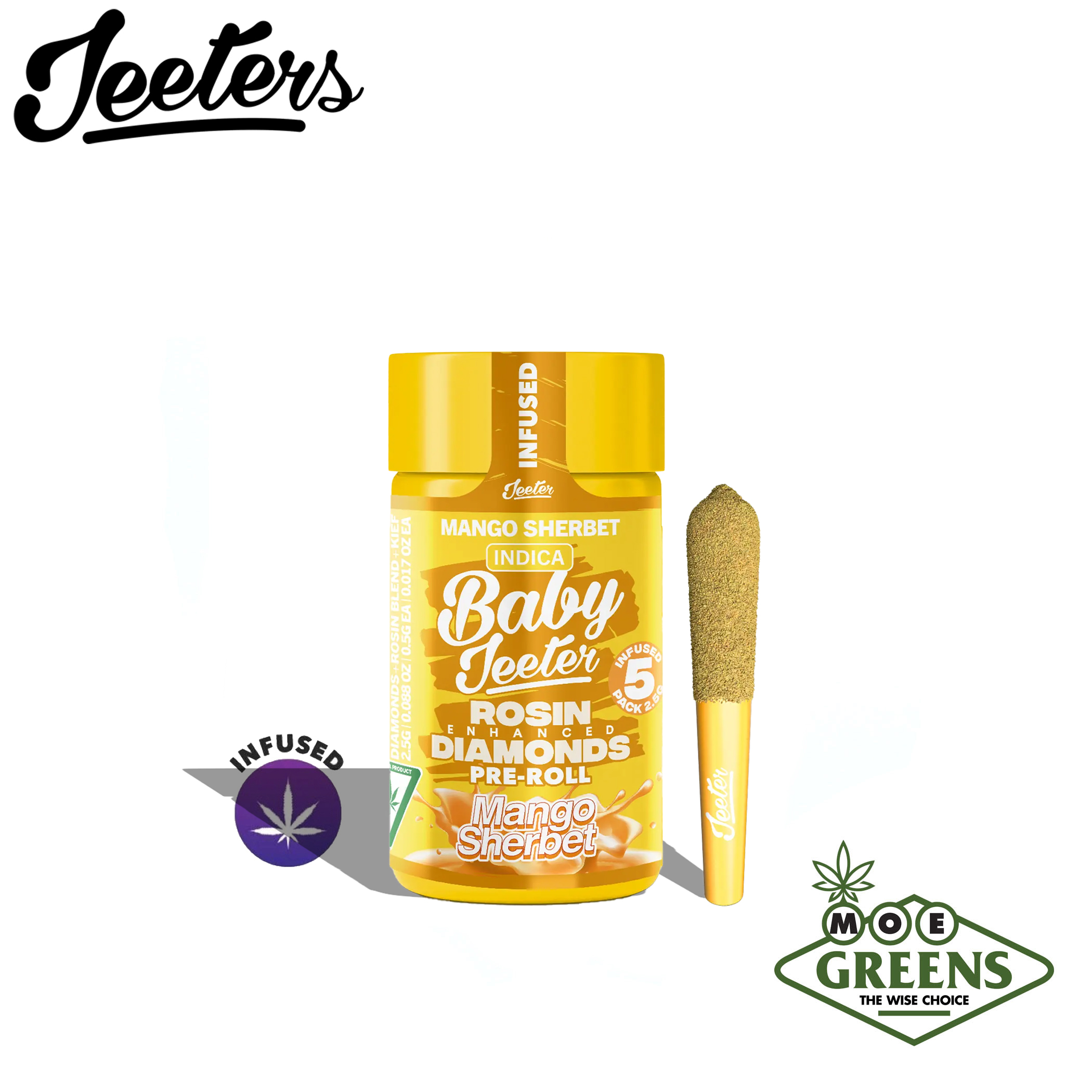 (3) JEETER — MANGO SHERBET 5PK [INFUSED W/ THCA + ROSIN + TERPENES + KIEF]