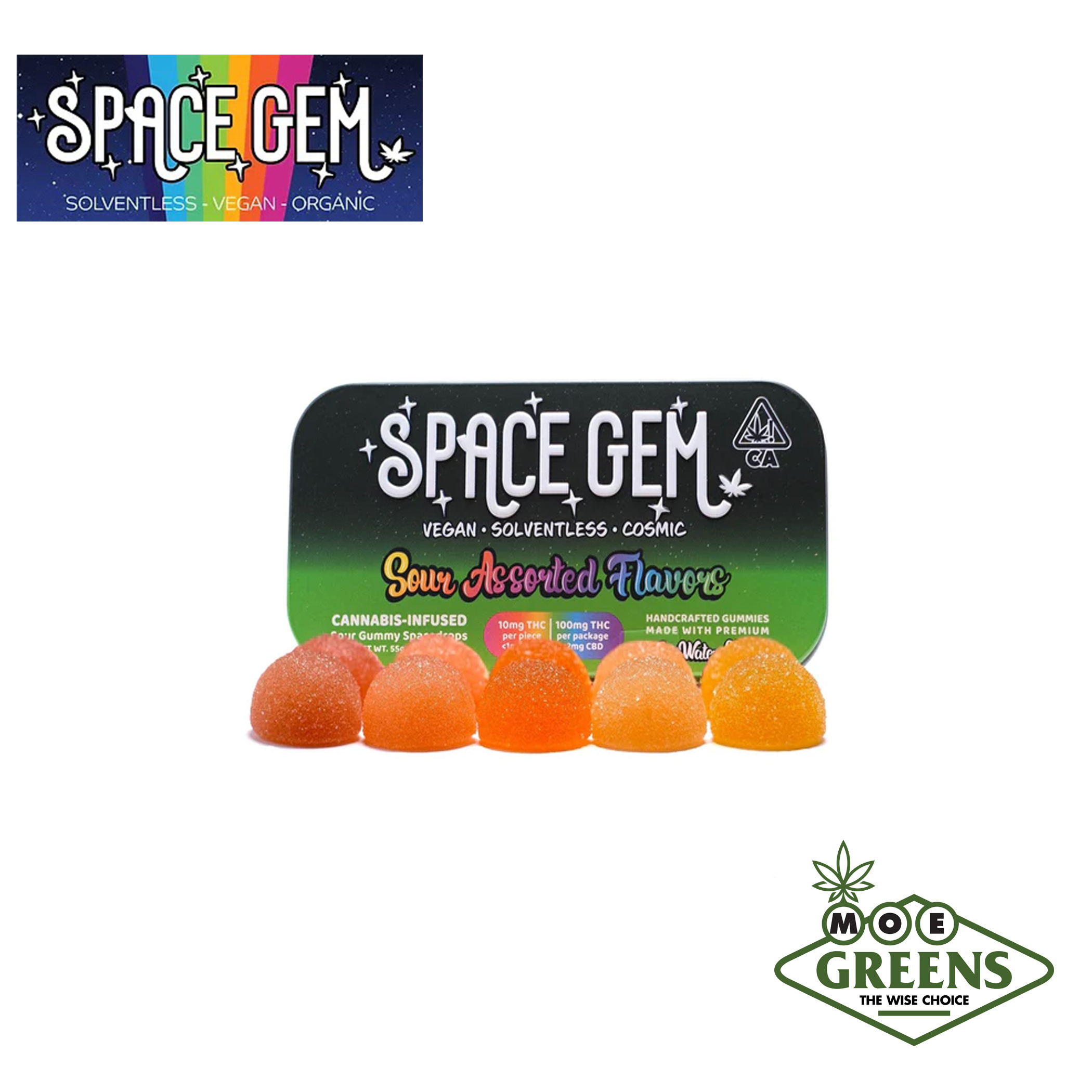 (1) SPACE GEM — SOUR ASSORTED FLAVORS SPACEDROPS 10PK [INFUSED W/ ICE WATER HASH]