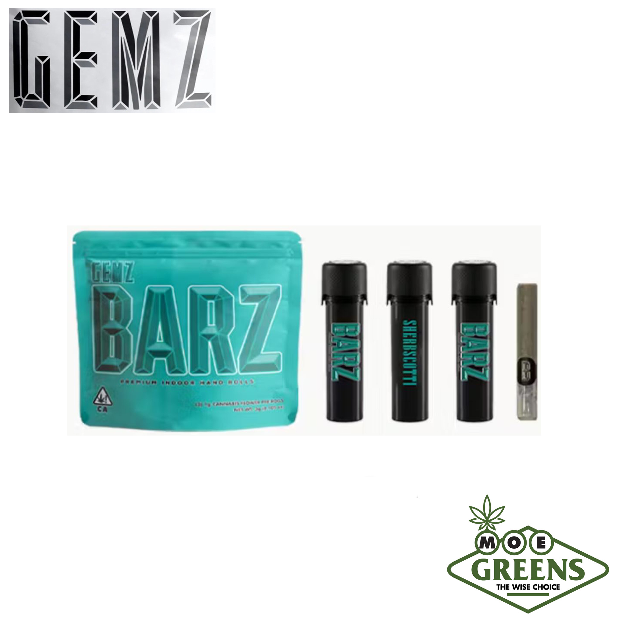 (4) GEMZ — SHERBSCOTTI 3PK [HAND ROLLED W/ GLASS TIP]