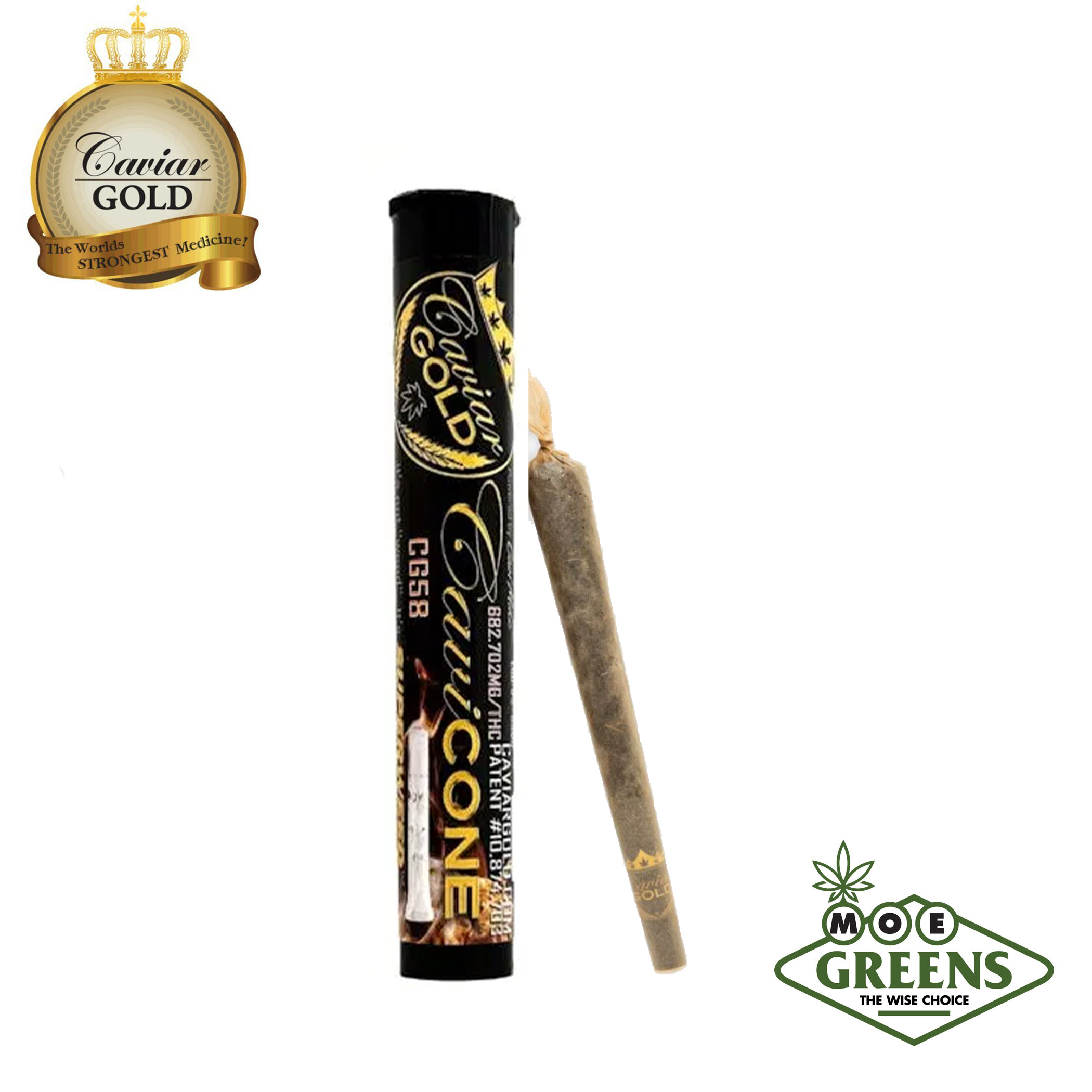 (2) CAVIAR GOLD — CG58 CAVI CONE [INFUSED W/ DISTILLATE & TERPS + GLASS TIP]