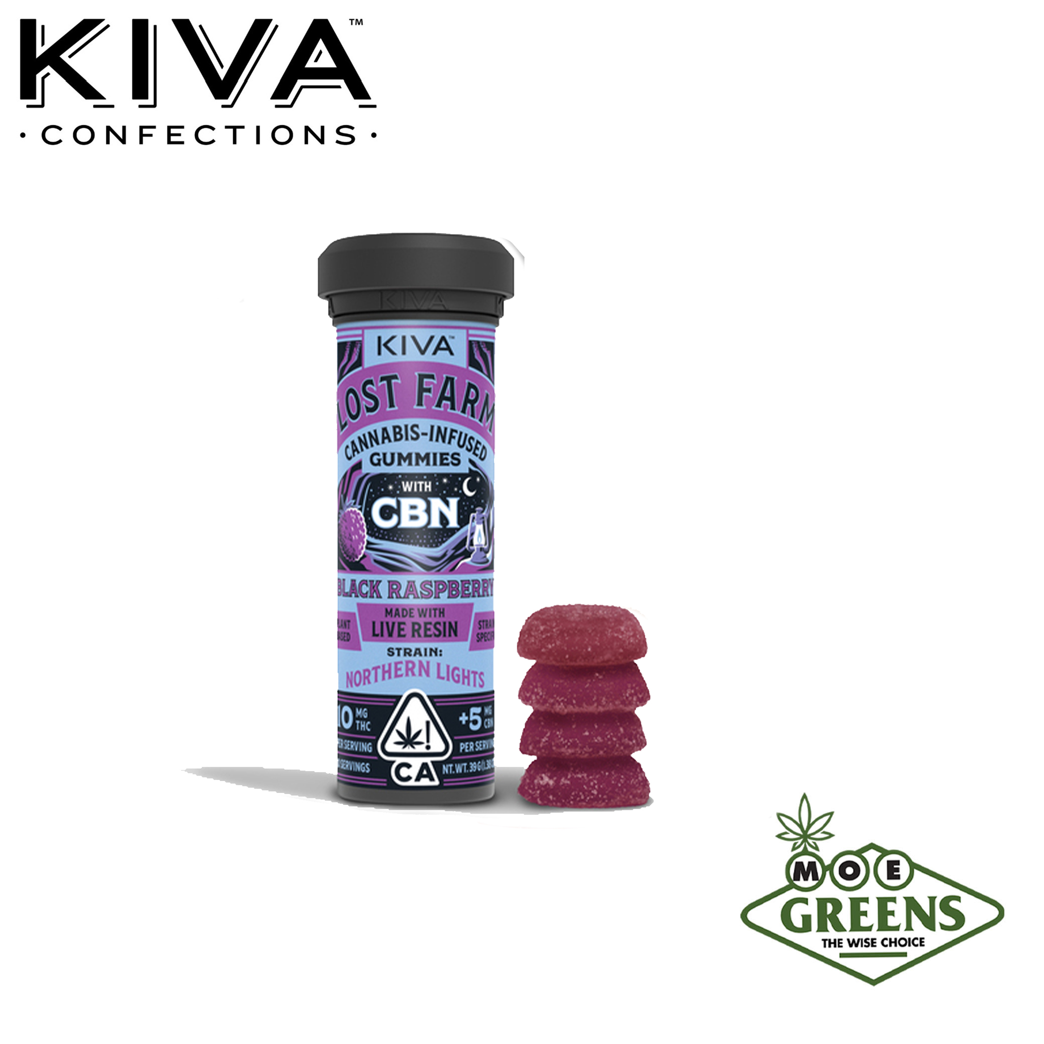 Kiva — BLACK RASPBERRY LOST FARM 10:5 THC:CBN GUMMIES [INFUSED W/ NORTHERN LIGHTS LIVE RESIN]