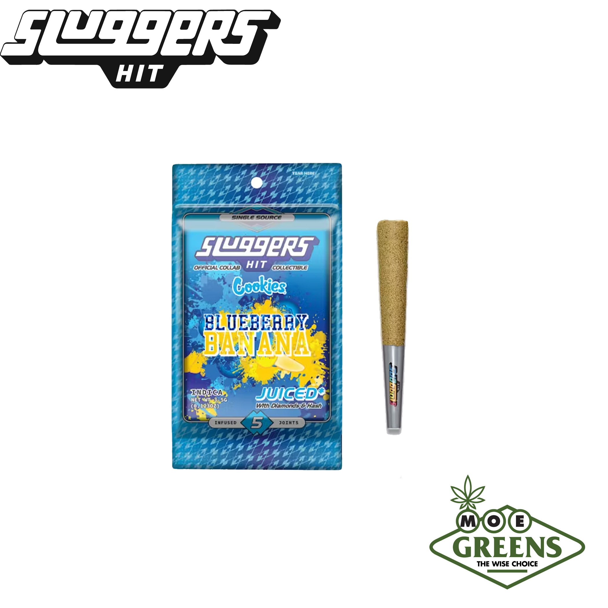 (1) SLUGGERS HIT — BLUEBERRY BANANA 5PK [JUICED W/ DIAMONDS, HASH, & KIEF]