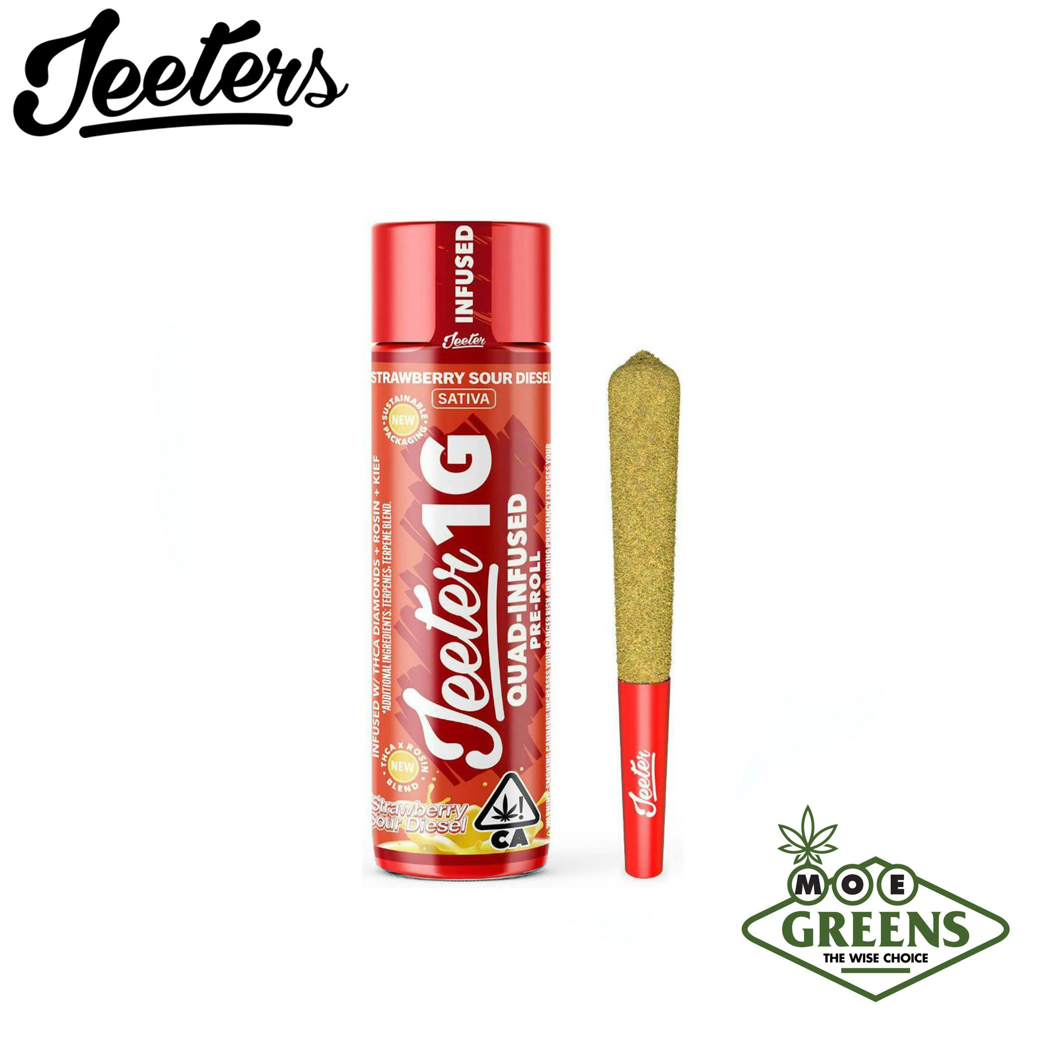 (3) JEETER — STRAWBERRY SOUR DIESEL 1G [INFUSED W/ THCA + ROSIN + TERPENES + KIEF]