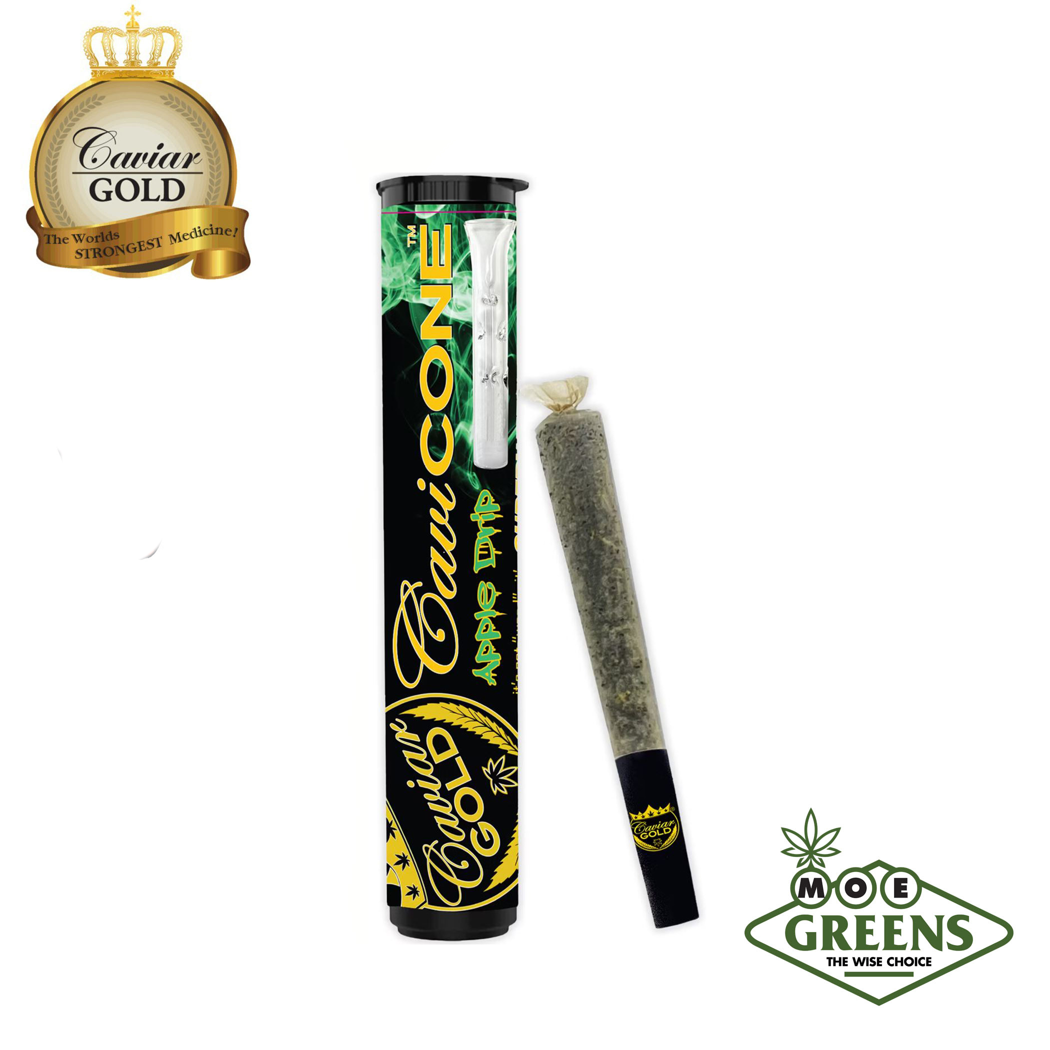 (2) CAVIAR GOLD — APPLE DRIP CAVI CONE [INFUSED W/ DISTILLATE & TERPS + GLASS TIP]