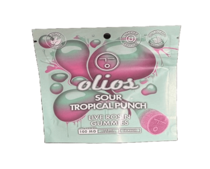 GUMMIES - LIVE ROSIN - SOUR TROPICAL FRUIT - 100 mg - 10 Pack