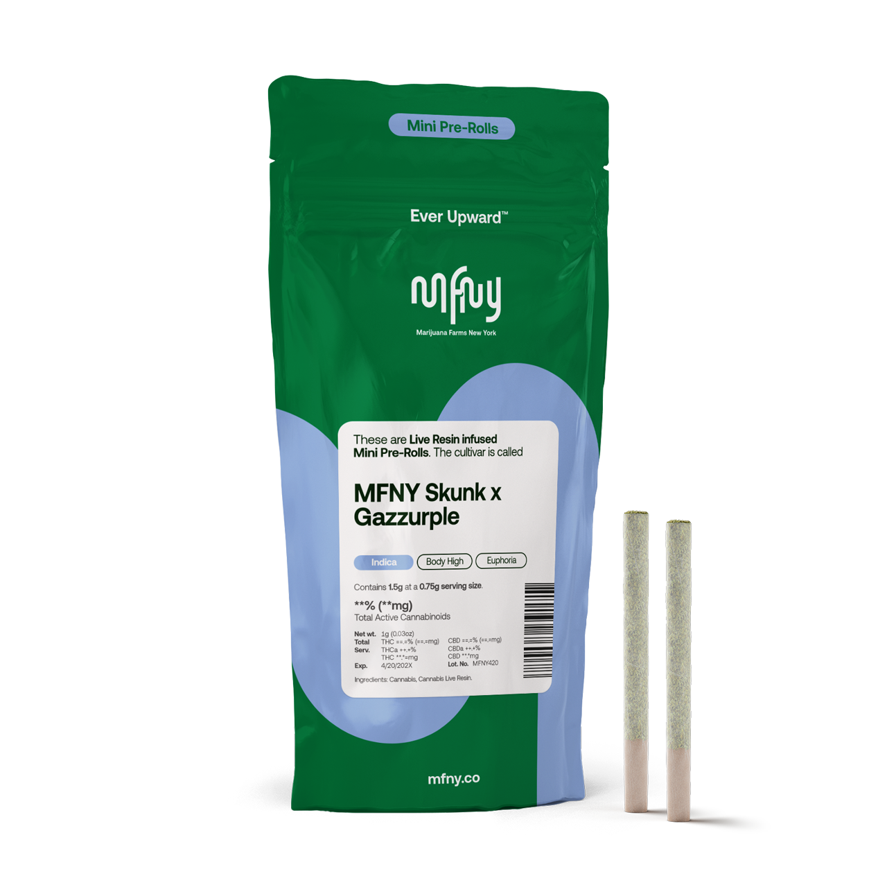 PRE-ROLL - 2 PACK INFUSED - MFNY SKUNK X GAZZURPLE 