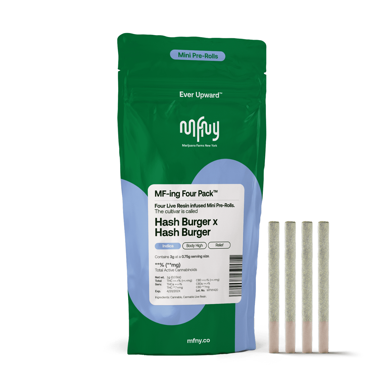 PRE-ROLL - 4 PACK INFUSED - HASHBURGER X HASHBURGER 