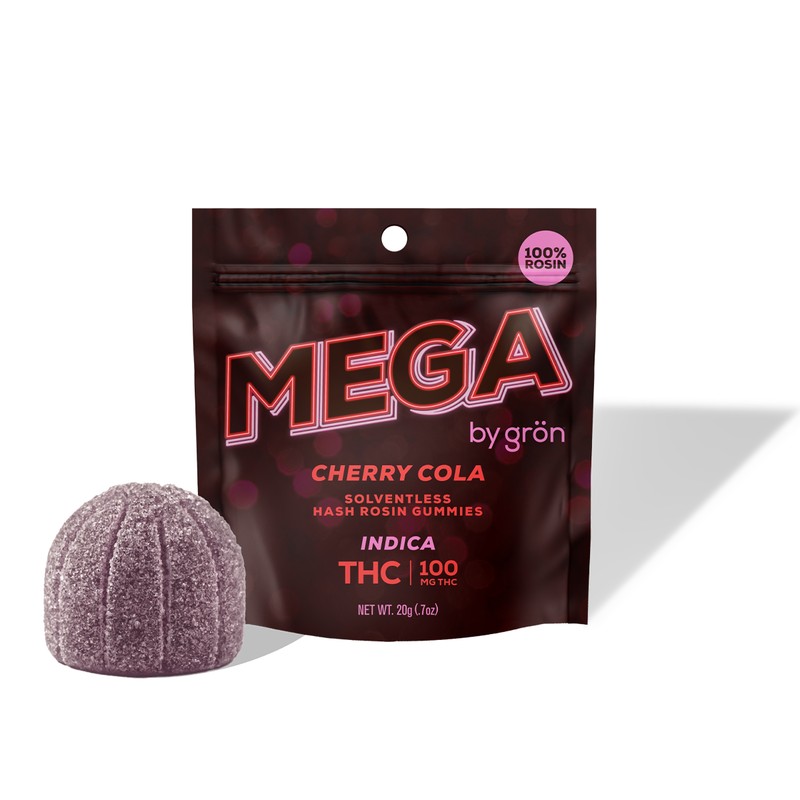 Mega Cherry Cola I Solventless Hash Rosin Gummies I Gron - 100 mg